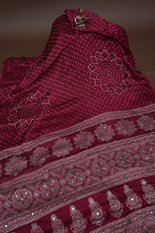 Gajji Silk Saree-Deep Red