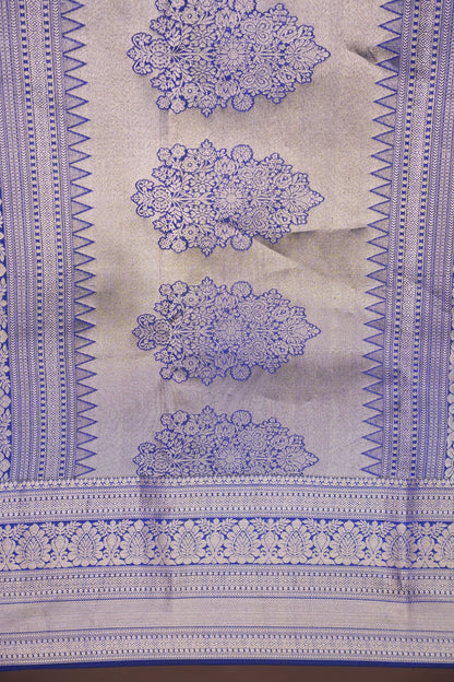 Brocade Pure Kanchipuram Silk Saree with Antique Gold Zari - Royal Blue