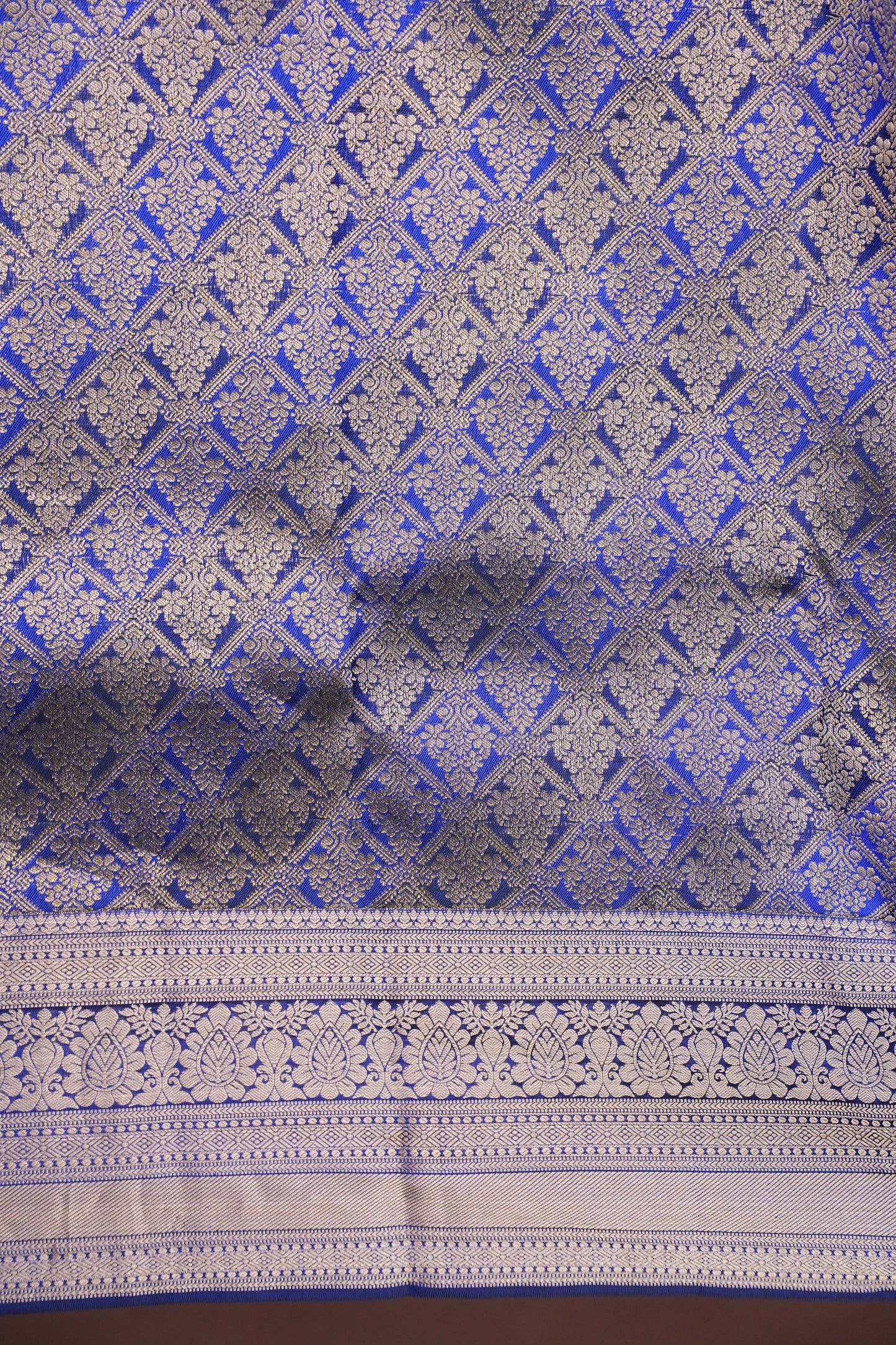 Brocade Pure Kanchipuram Silk Saree with Antique Gold Zari - Royal Blue