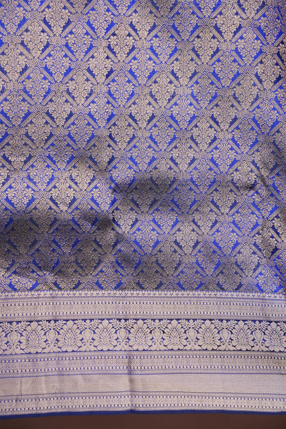 Brocade Pure Kanchipuram Silk Saree with Antique Gold Zari - Royal Blue