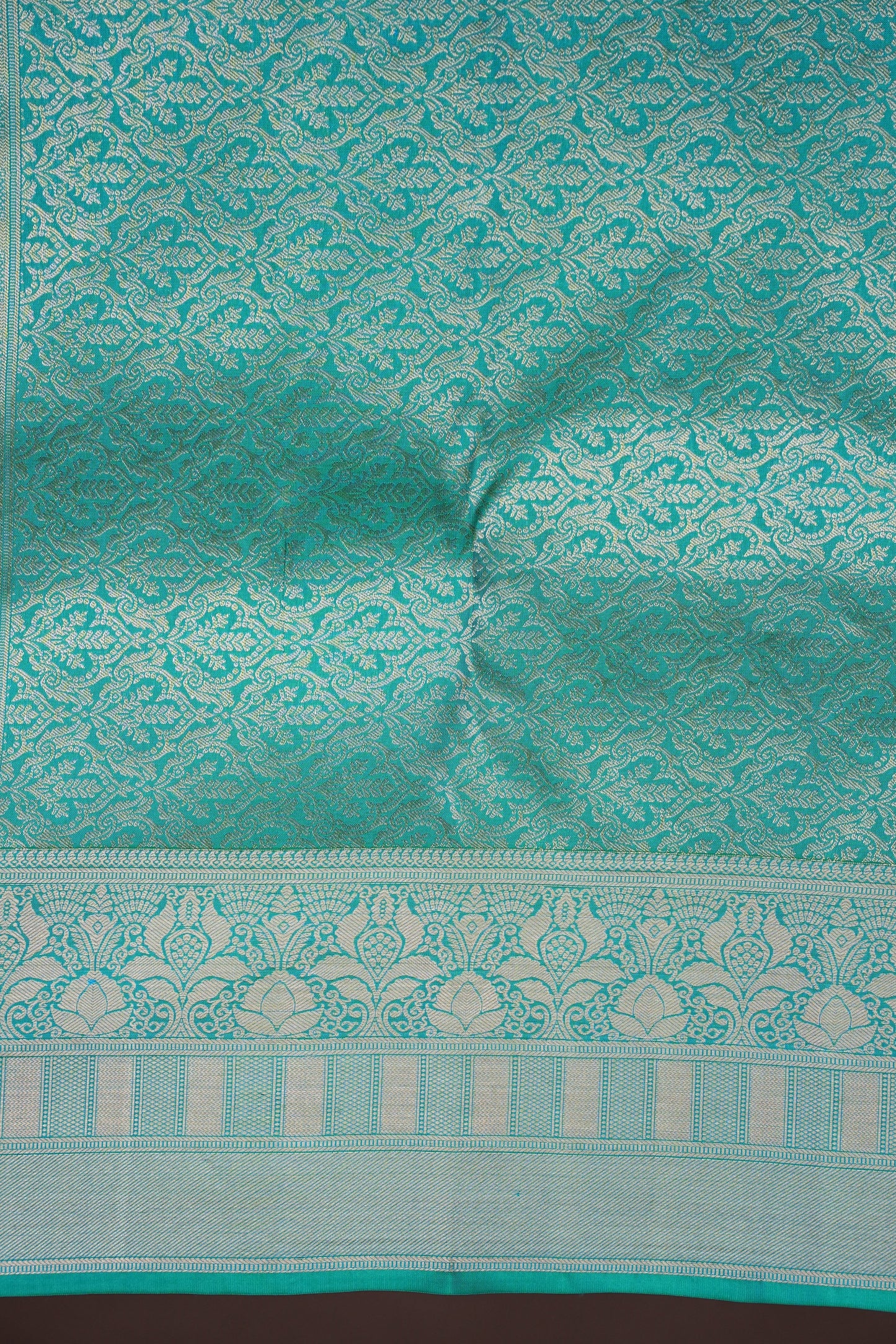 Pure Kanchipuram Silk Saree with Antique Gold Zari Weave - Teal Green
