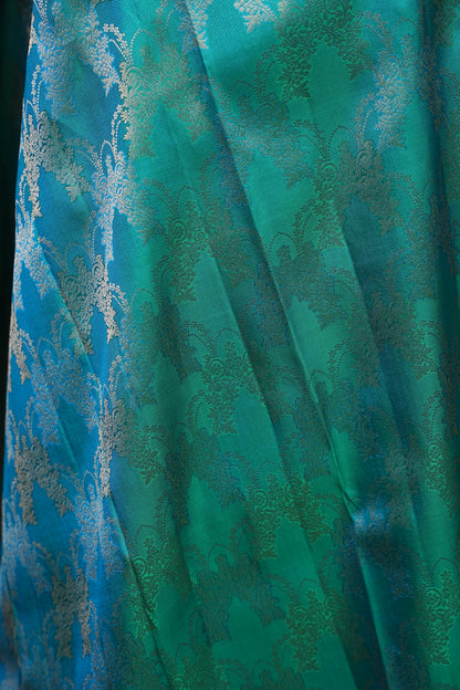 Pure Kanchipuram Silk Saree with Antique Gold Zari Weave - Teal Green