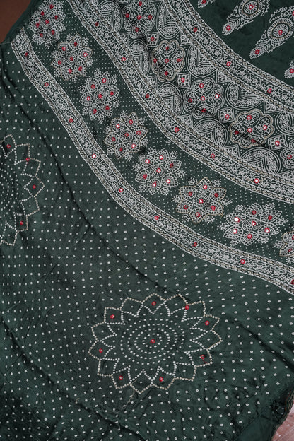 Gajji Silk Saree-Emerald Green