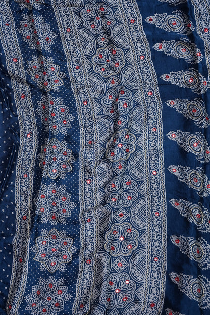 Gajji Silk Saree-Indigo Blue