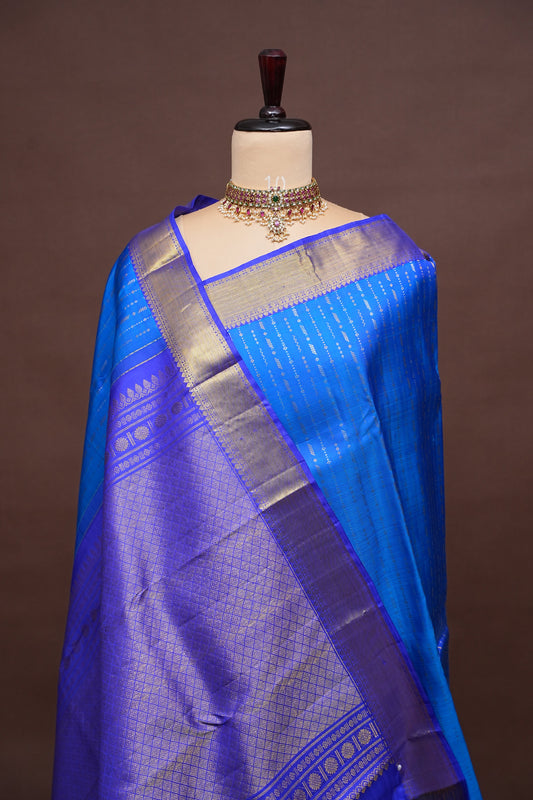 Pure Kanchipuram Silk Saree with Gold Zari - Royal Blue