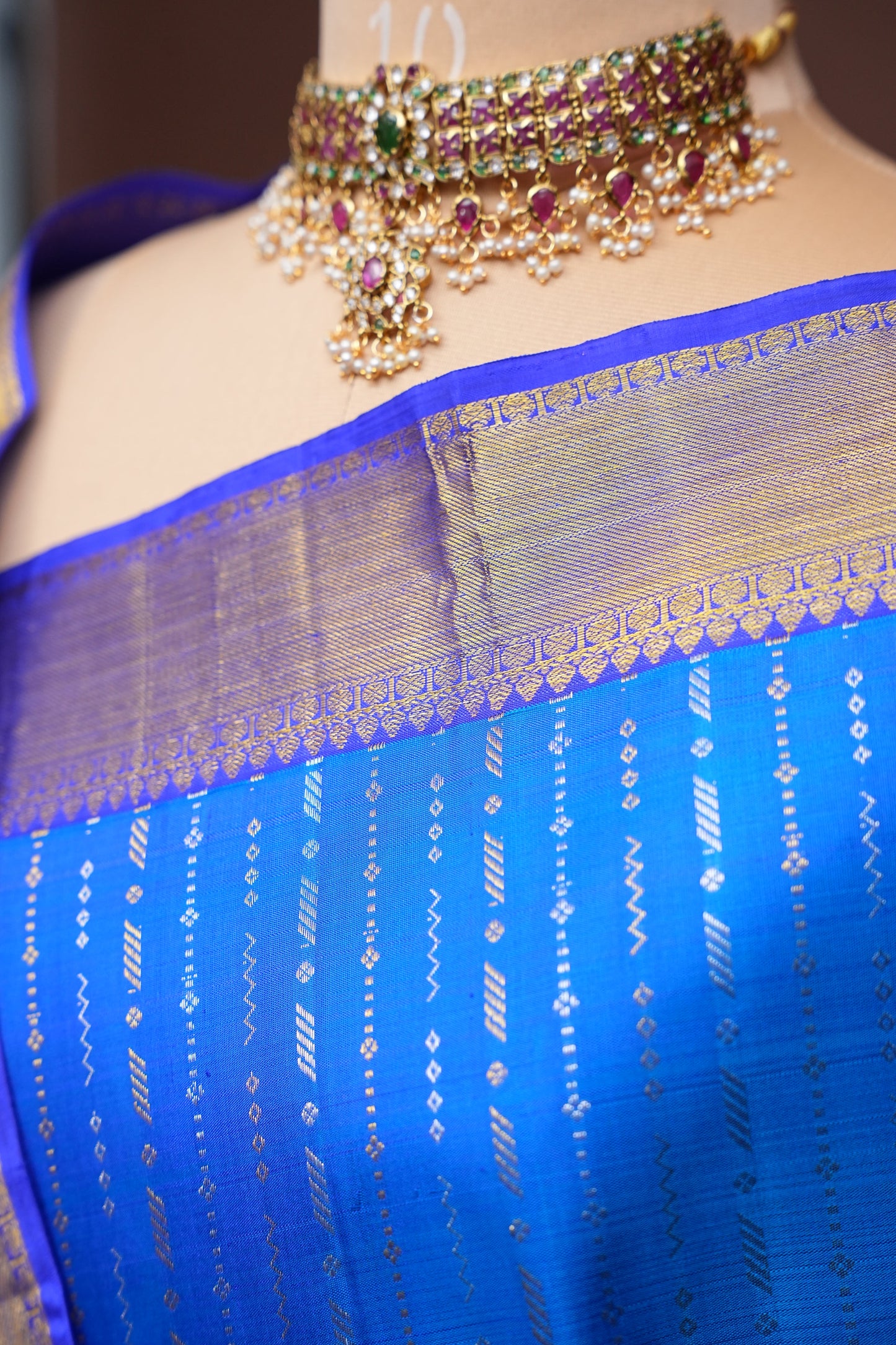 Pure Kanchipuram Silk Saree with Gold Zari - Royal Blue