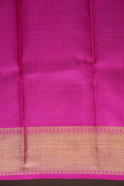 Pure Kanchipuram Silk Saree with Rich Gold Zari - Vermilion Orange with Pink