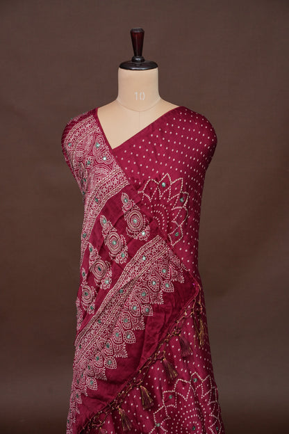 Gajji Silk Saree-Deep Red