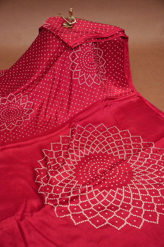 Gajji Silk Saree with Bandhani Prints - Maroon