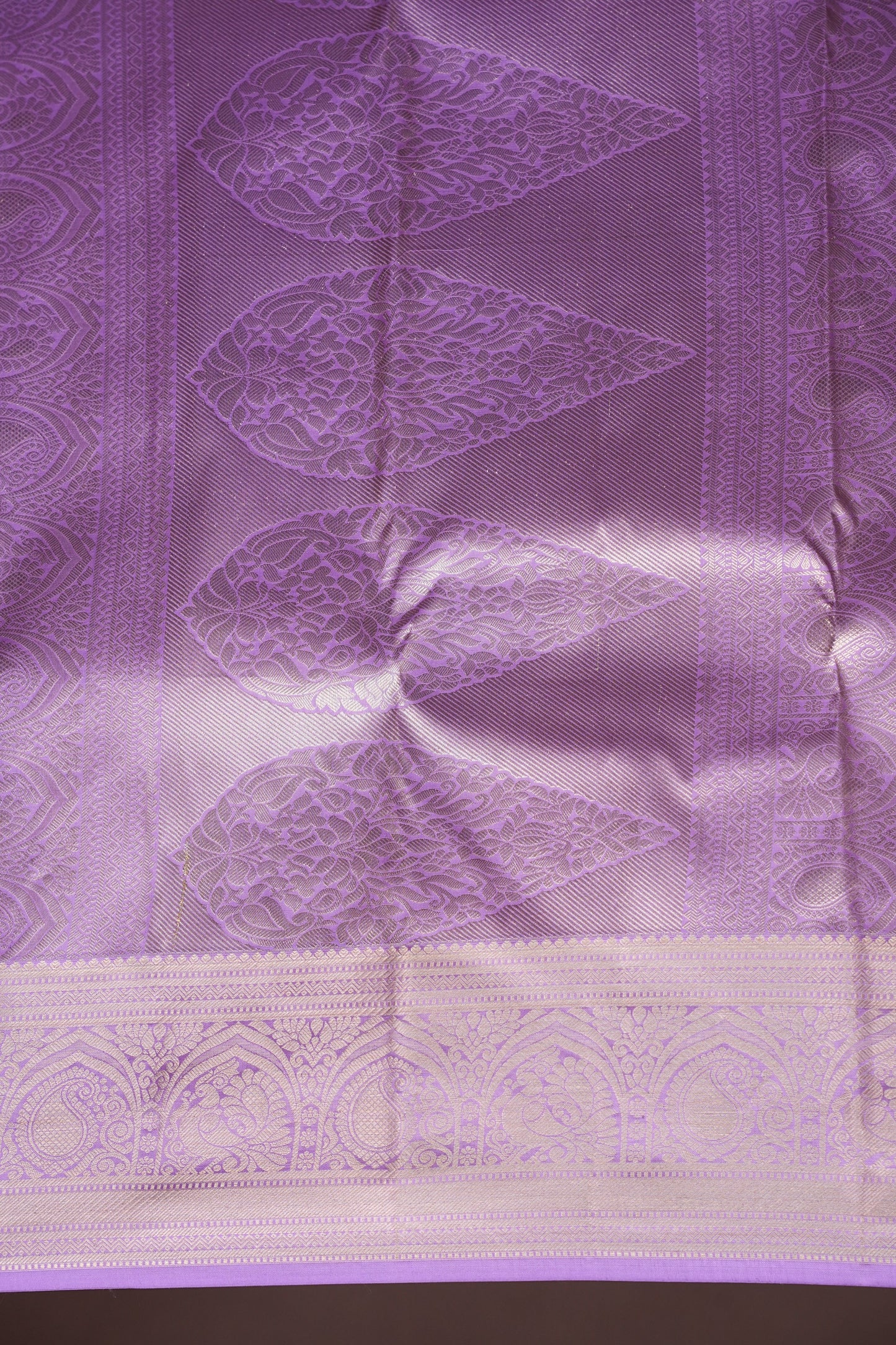 Pure Brocade Kanchipuram Silk Saree with Antique Gold Zari Elegance - Lavender