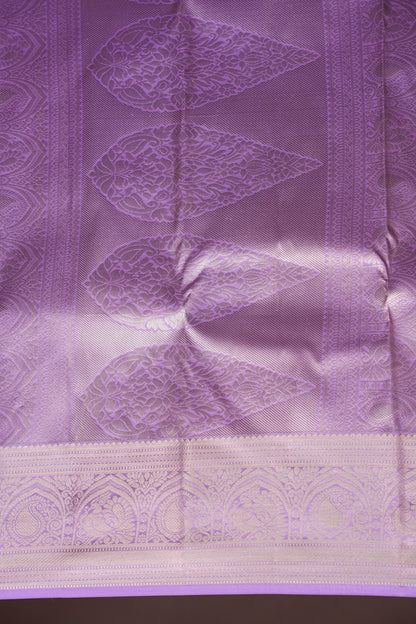 Pure Brocade Kanchipuram Silk Saree with Antique Gold Zari Elegance - Lavender