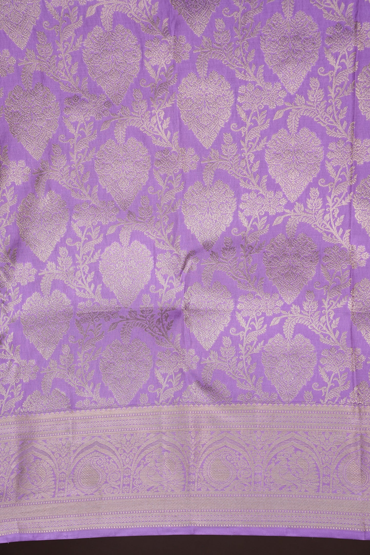 Pure Brocade Kanchipuram Silk Saree with Antique Gold Zari Elegance - Lavender