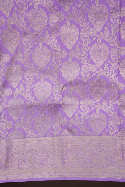 Pure Brocade Kanchipuram Silk Saree with Antique Gold Zari Elegance - Lavender