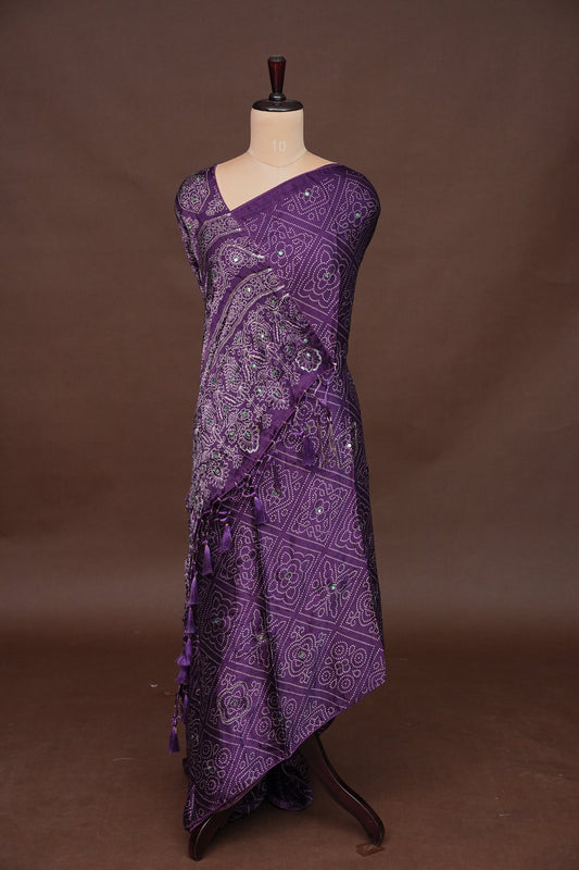 Gajji Silk Saree-Deep Purple