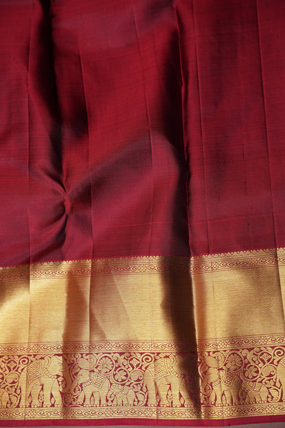Deep Red Kanchipuram Silk Saree with Rich Gold Zari & Traditional Weaving
