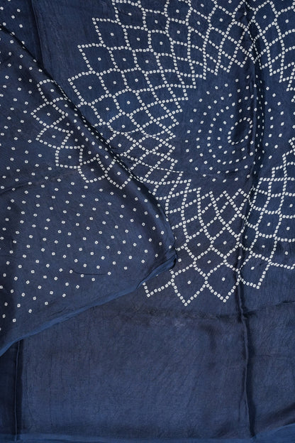 Gajji Silk Saree with Bandhani Prints - Indigo Blue