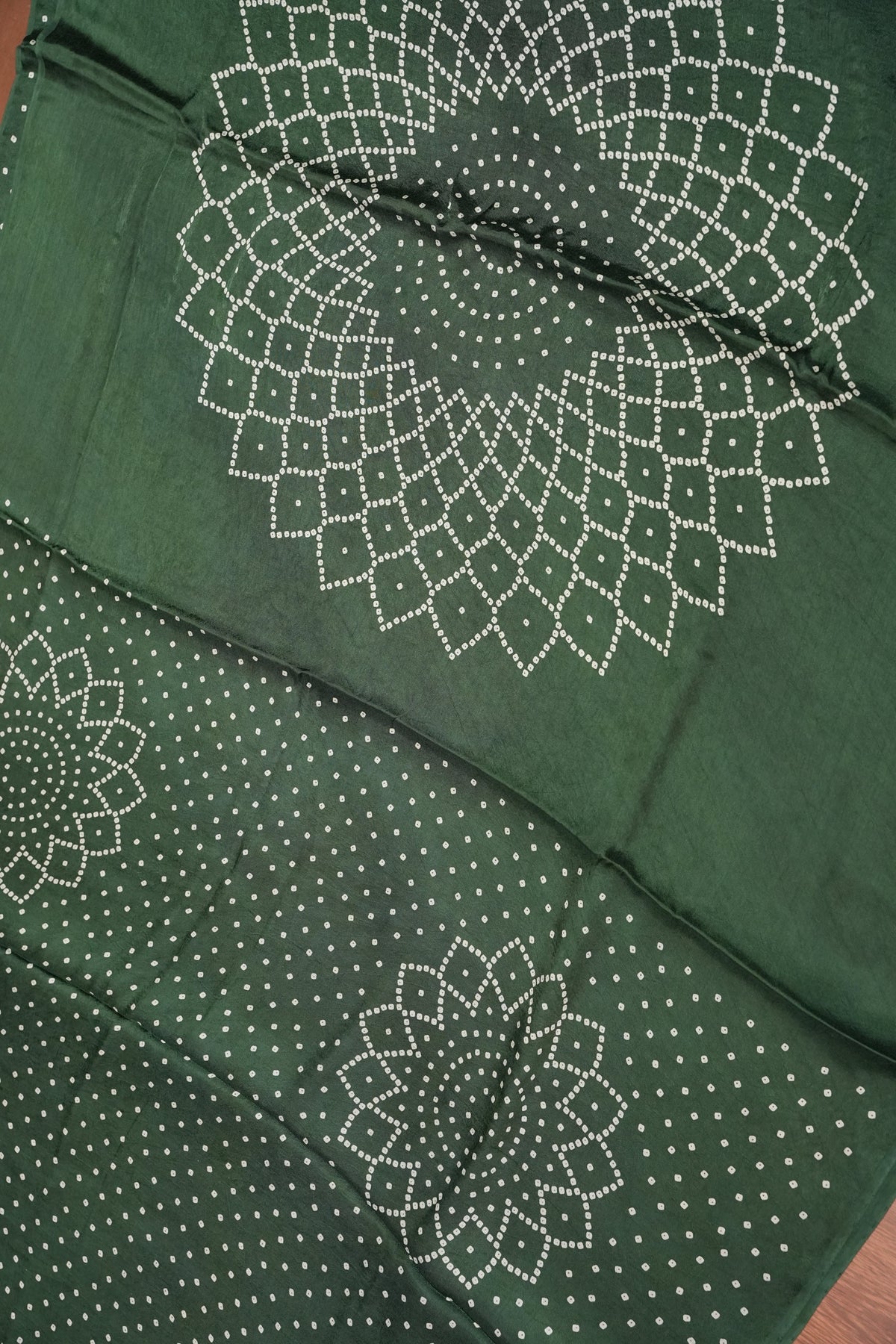 Gajji Silk Saree with Bandhani Prints - Bottle Green