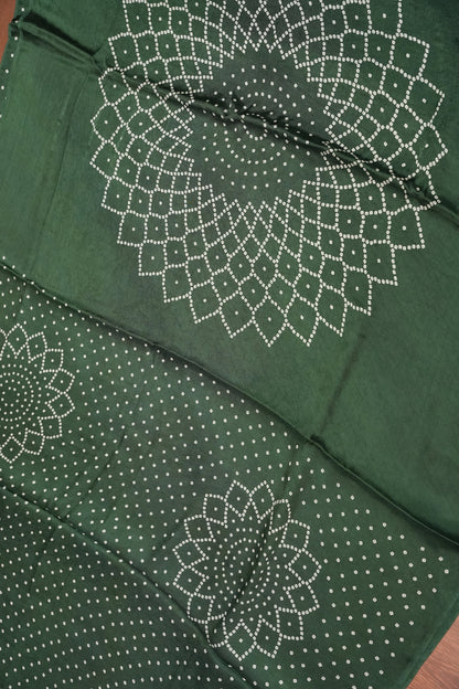 Gajji Silk Saree with Bandhani Prints - Bottle Green
