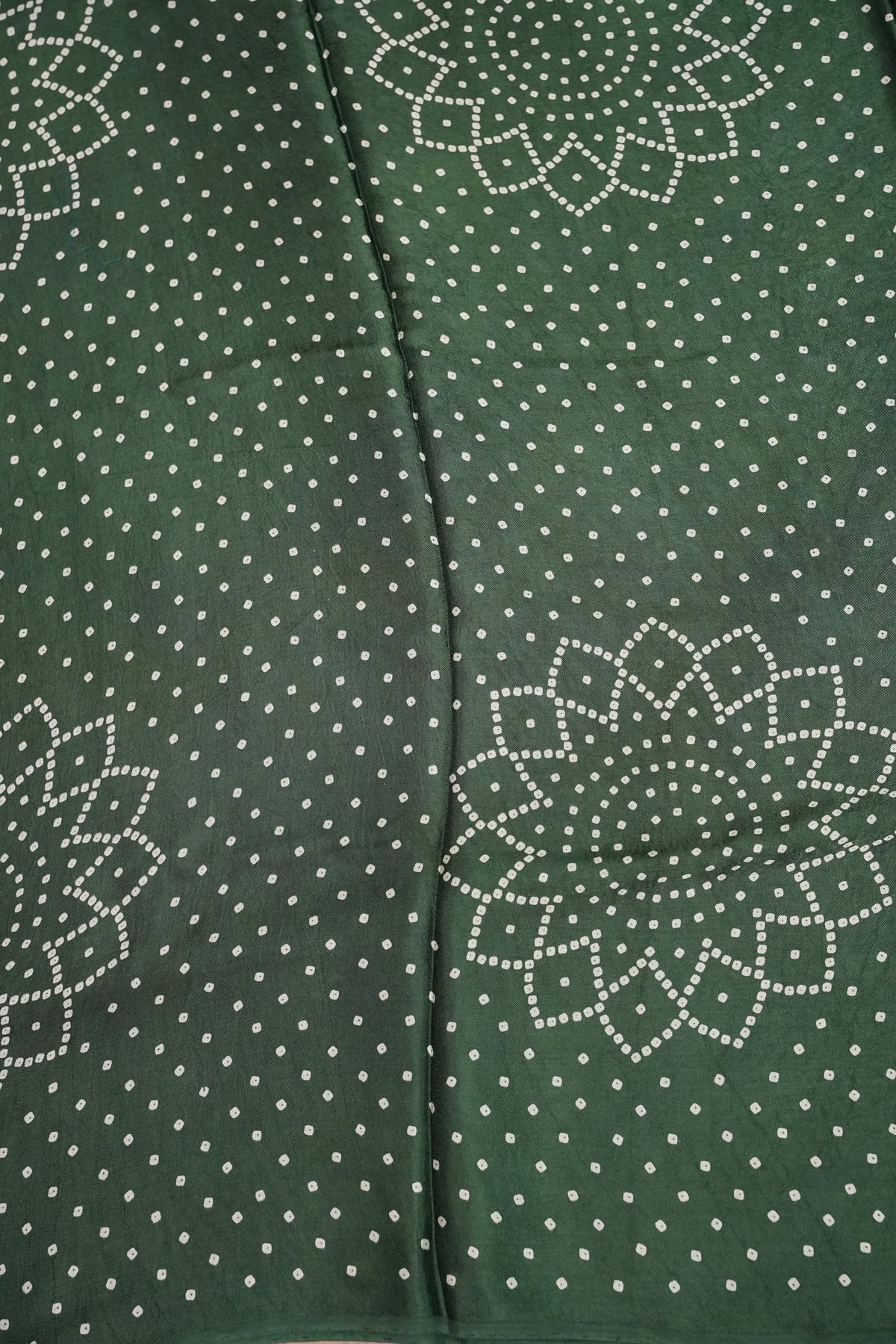 Gajji Silk Saree with Bandhani Prints - Bottle Green