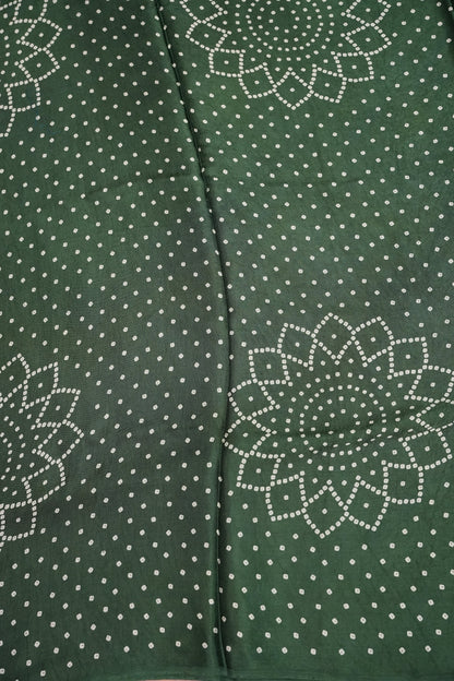 Gajji Silk Saree with Bandhani Prints - Bottle Green