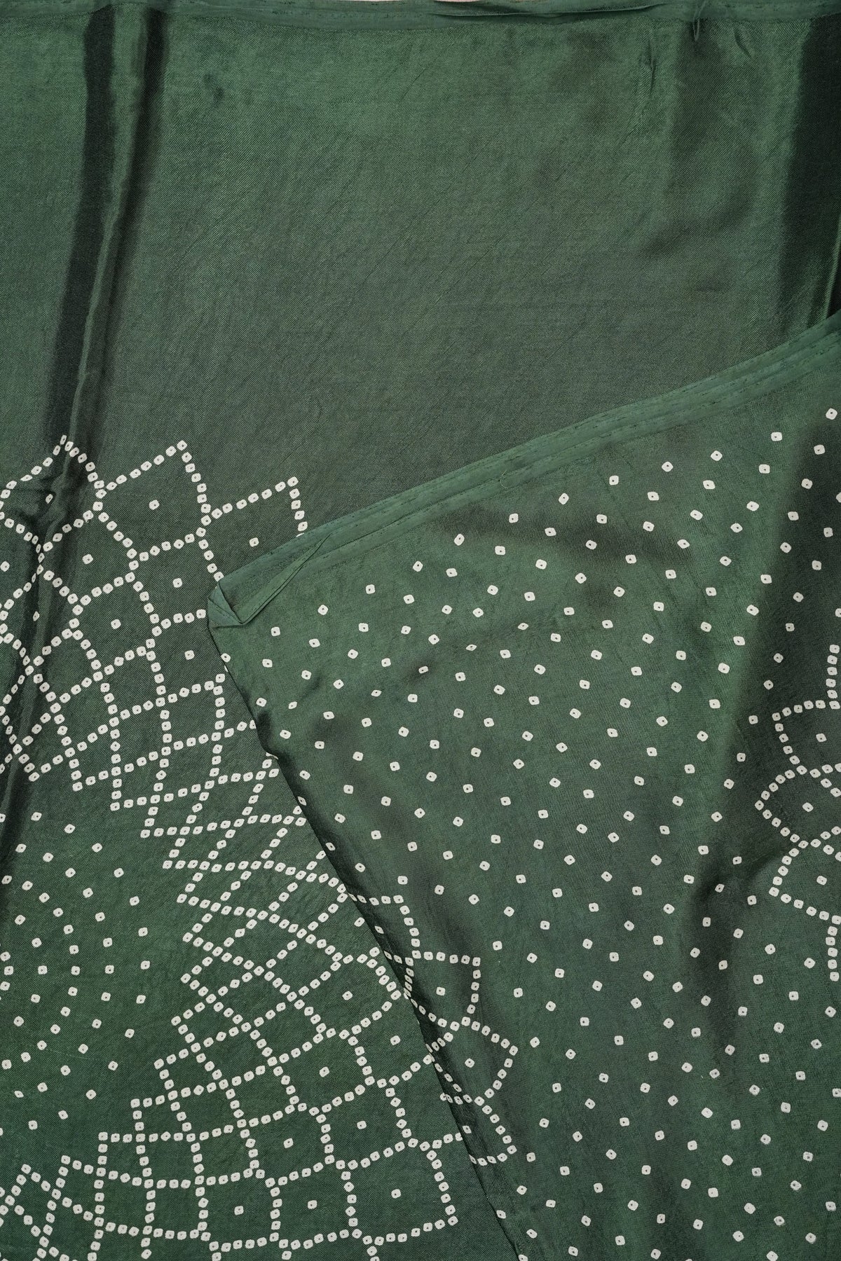 Gajji Silk Saree with Bandhani Prints - Bottle Green