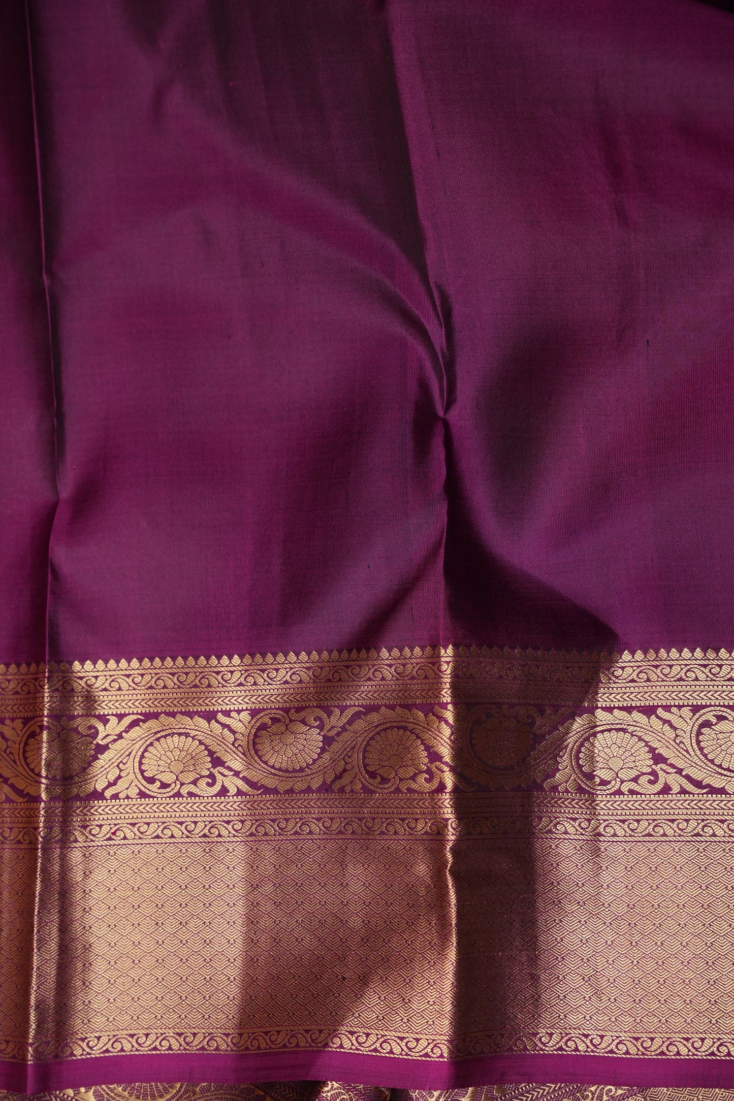 Royal Blue Pure Kanchipuram Silk Saree with Antique Gold Zari & Magenta Accents | Silk Mark Certified