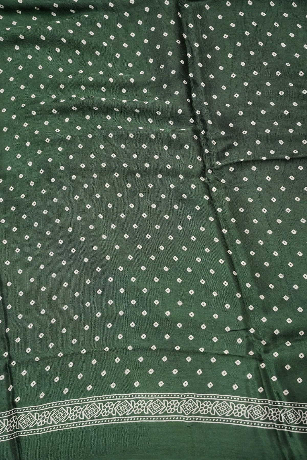 Gajji Silk Saree with Bandhani Prints - Bottle Green