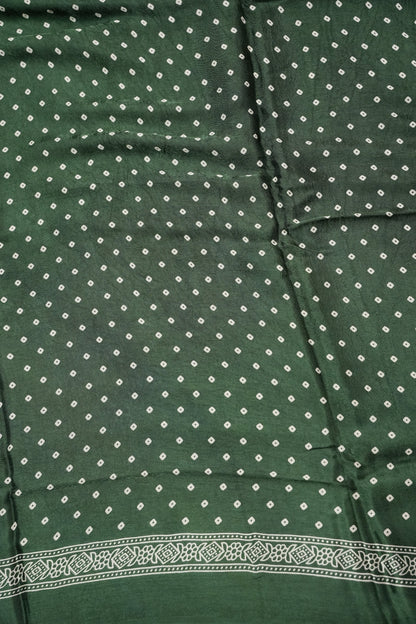 Gajji Silk Saree with Bandhani Prints - Bottle Green