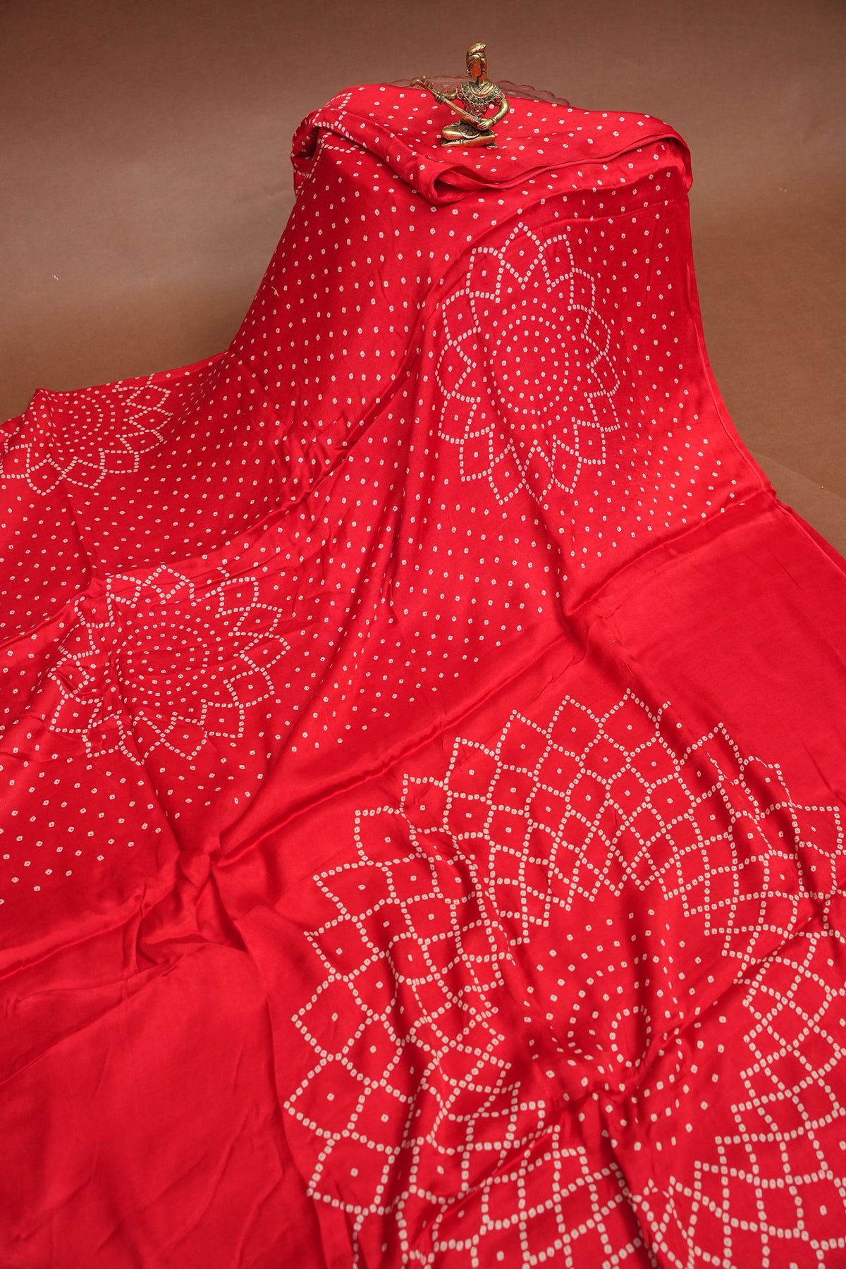 Gajji Silk Saree with Bandhani Prints - Red
