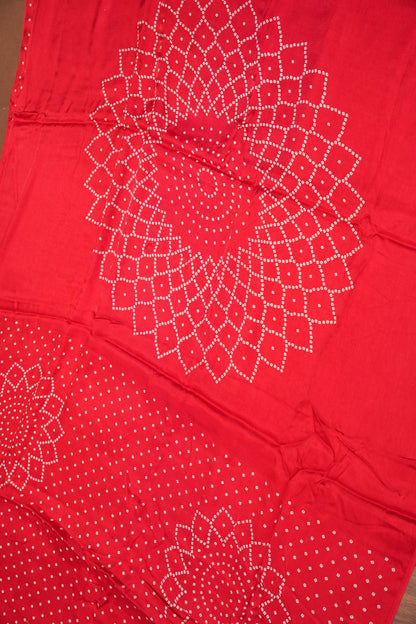 Gajji Silk Saree with Bandhani Prints - Red