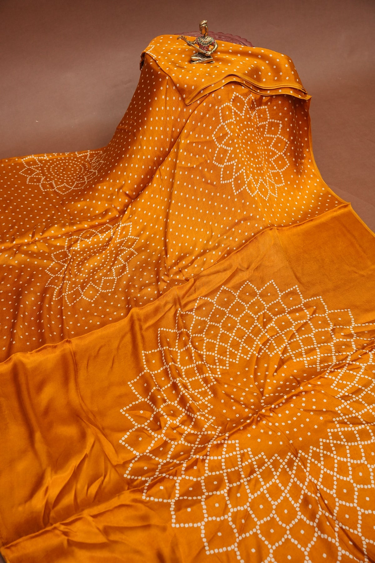 Gajji Silk Saree with Bandhani Prints - Mustard