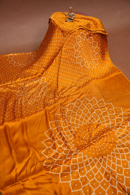 Gajji Silk Saree with Bandhani Prints - Mustard