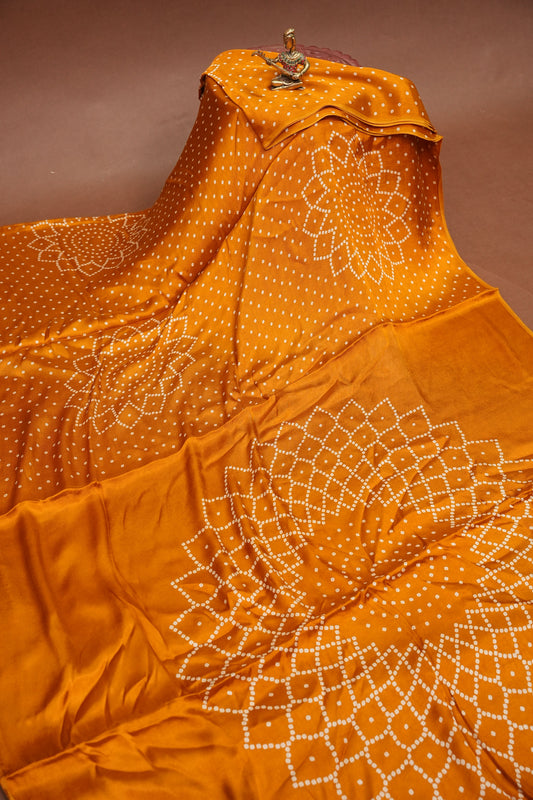 Gajji Silk Saree with Bandhani Prints - Mustard