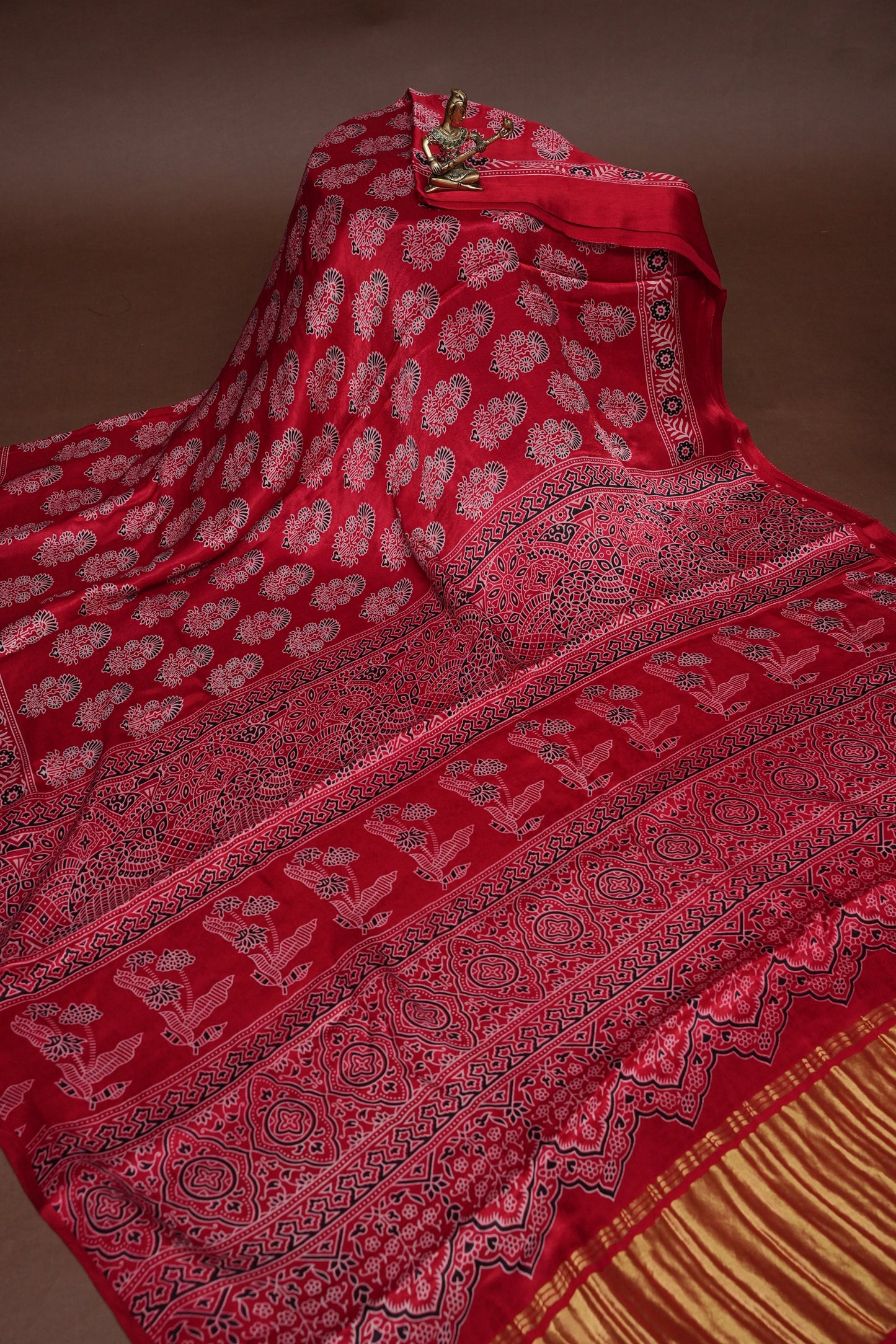 Pure Modal Silk Saree with Ajrakh Prints - Red