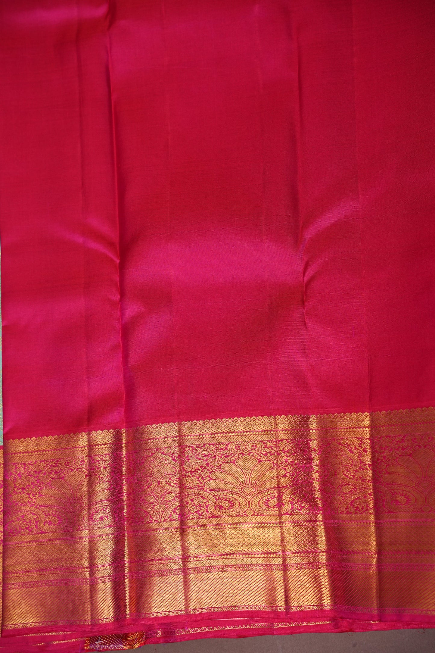 Coral Pink & Mint Green Kanchipuram Silk Saree with 2 gram gold Rich Zari|Silk Mark Certified