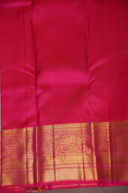 Coral Pink & Mint Green Kanchipuram Silk Saree with 2 gram gold Rich Zari|Silk Mark Certified