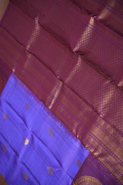 Purple & Deep Purple Pure Kanchipuram Silk Saree|Silk Mark Certified