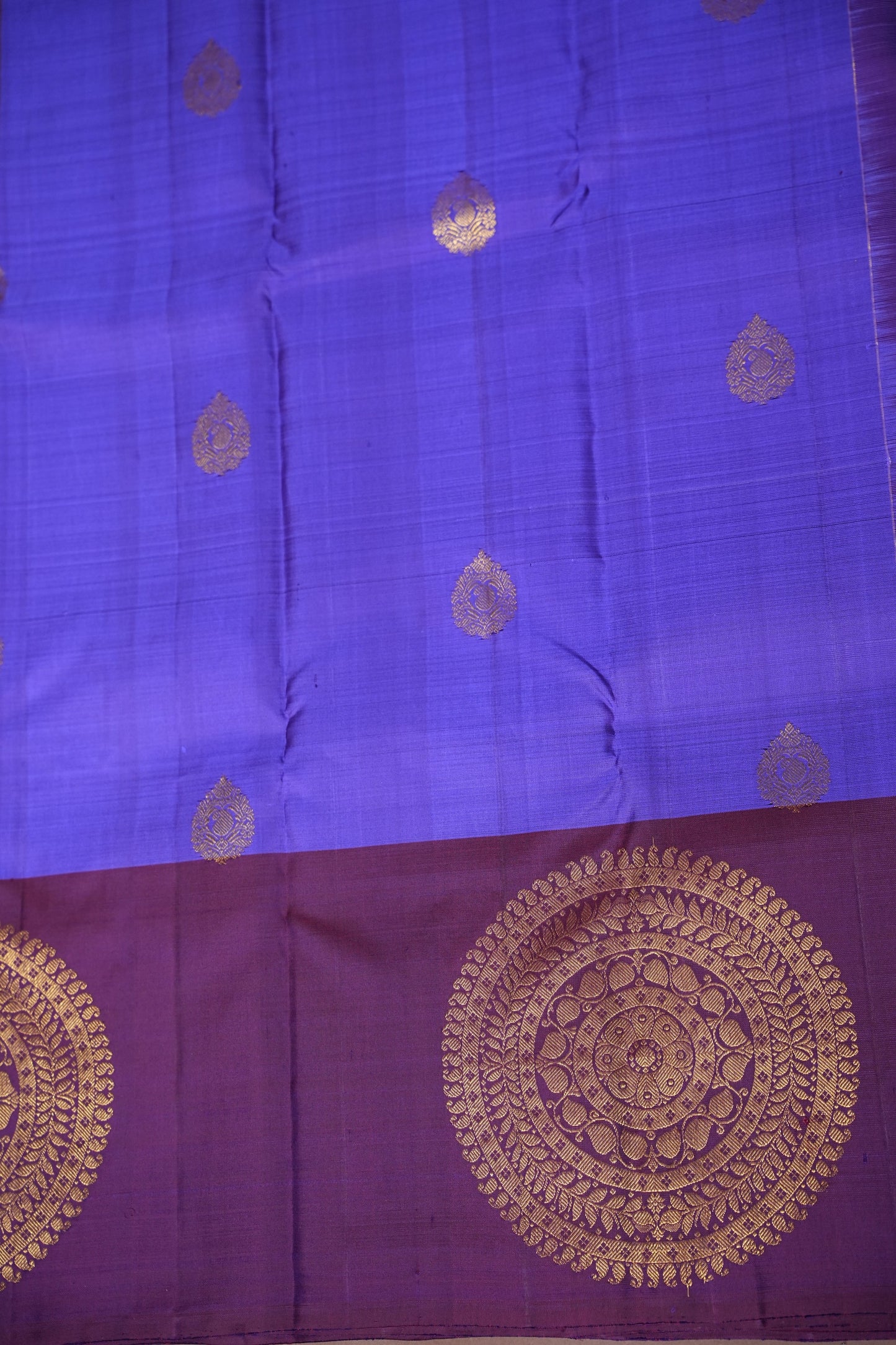 Purple & Deep Purple Pure Kanchipuram Silk Saree|Silk Mark Certified