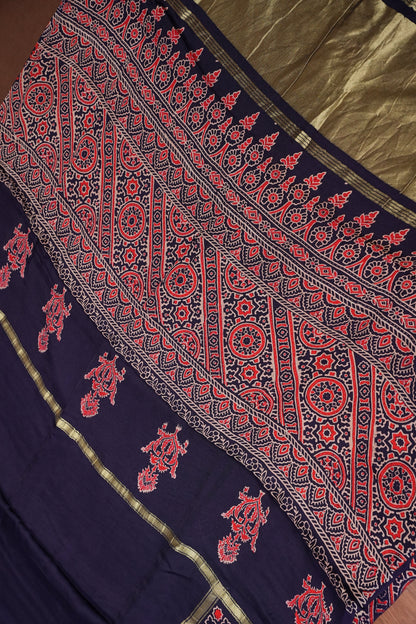 Modal Bandhini Garchola Saree-Blue