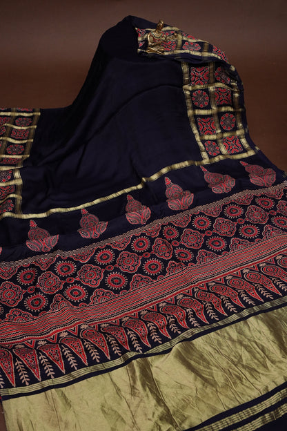 Bandhini Garchola Saree-Blue