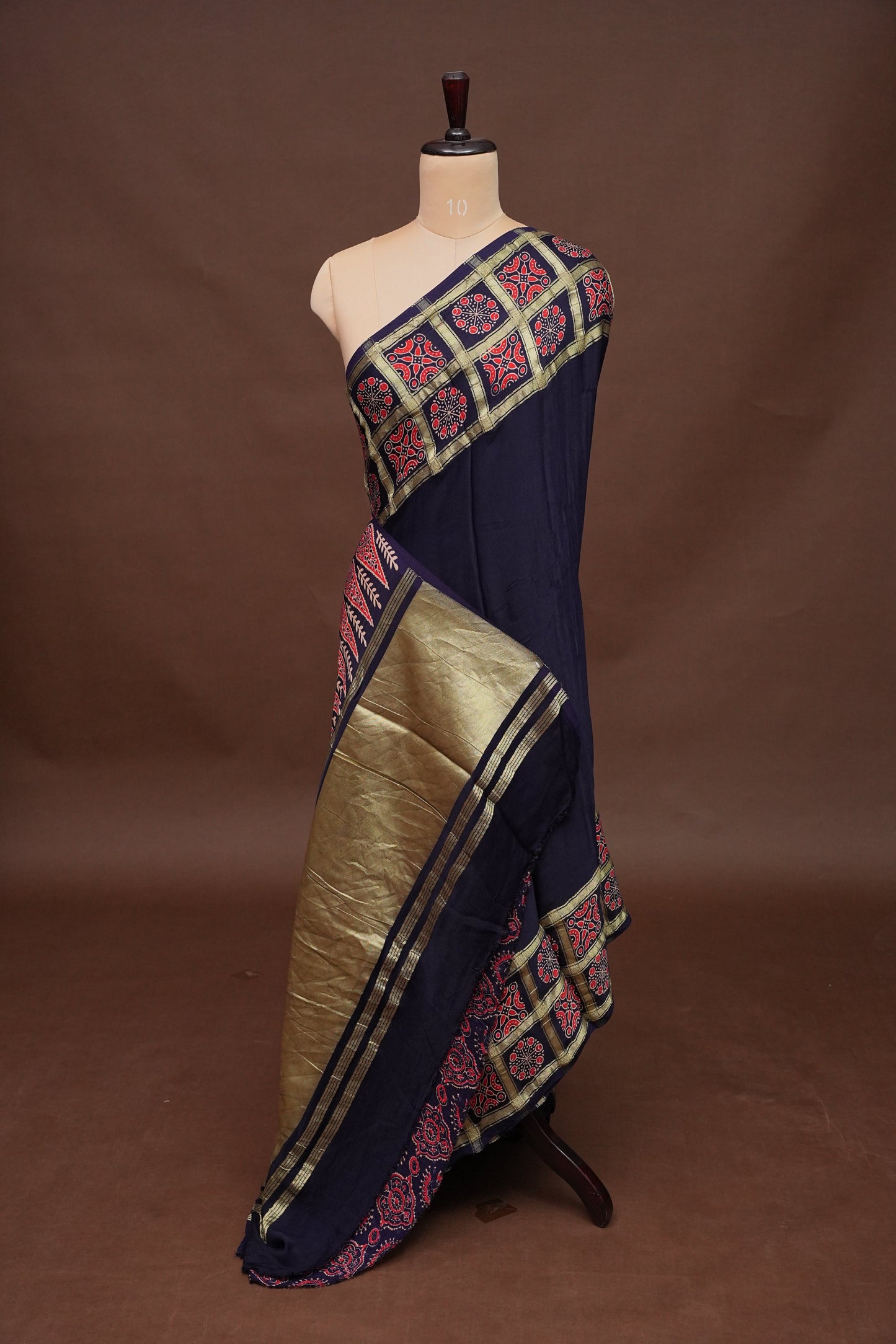 Modal Bandhini Garchola Saree-Blue