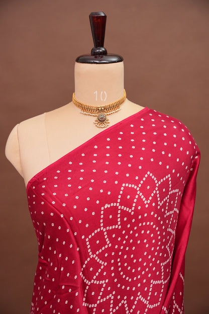 Gajji Silk Saree with Bandhani Prints - Maroon