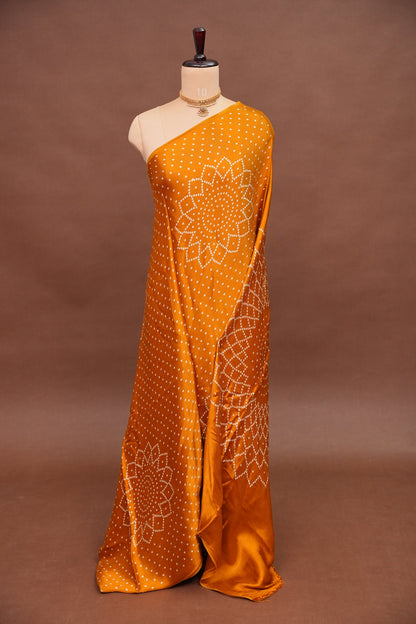 Gajji Silk Saree with Bandhani Prints - Mustard