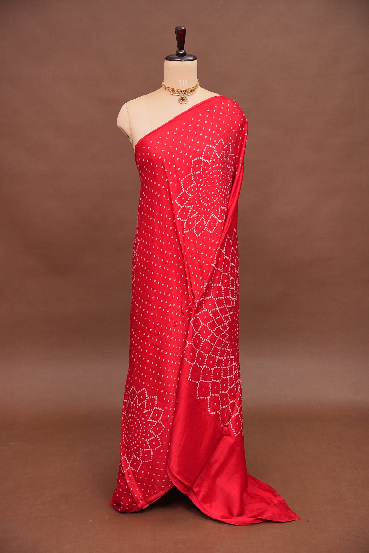 Gajji Silk Saree with Bandhani Prints - Red