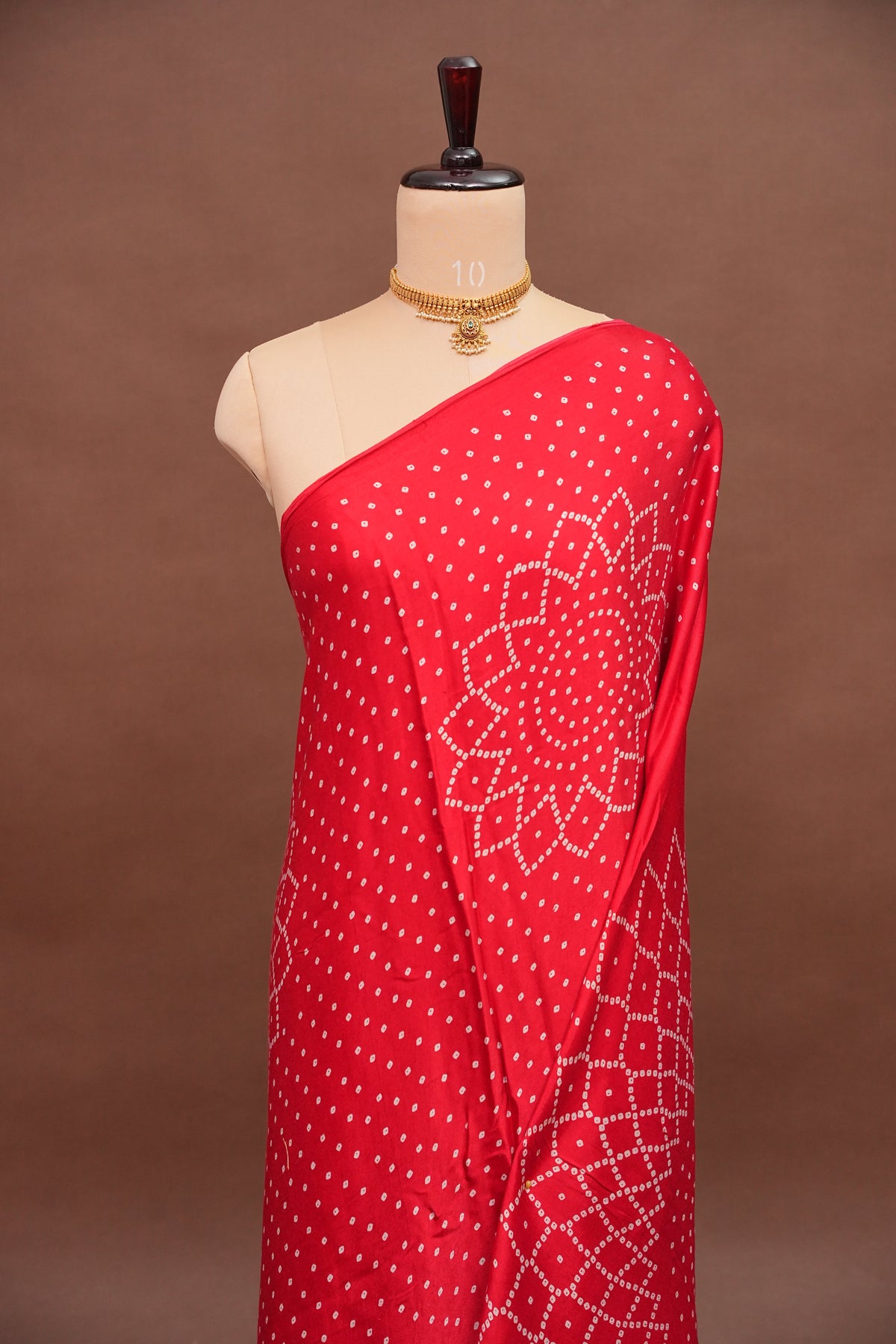 Gajji Silk Saree with Bandhani Prints - Red