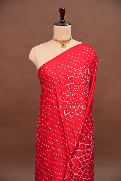Gajji Silk Saree with Bandhani Prints - Red