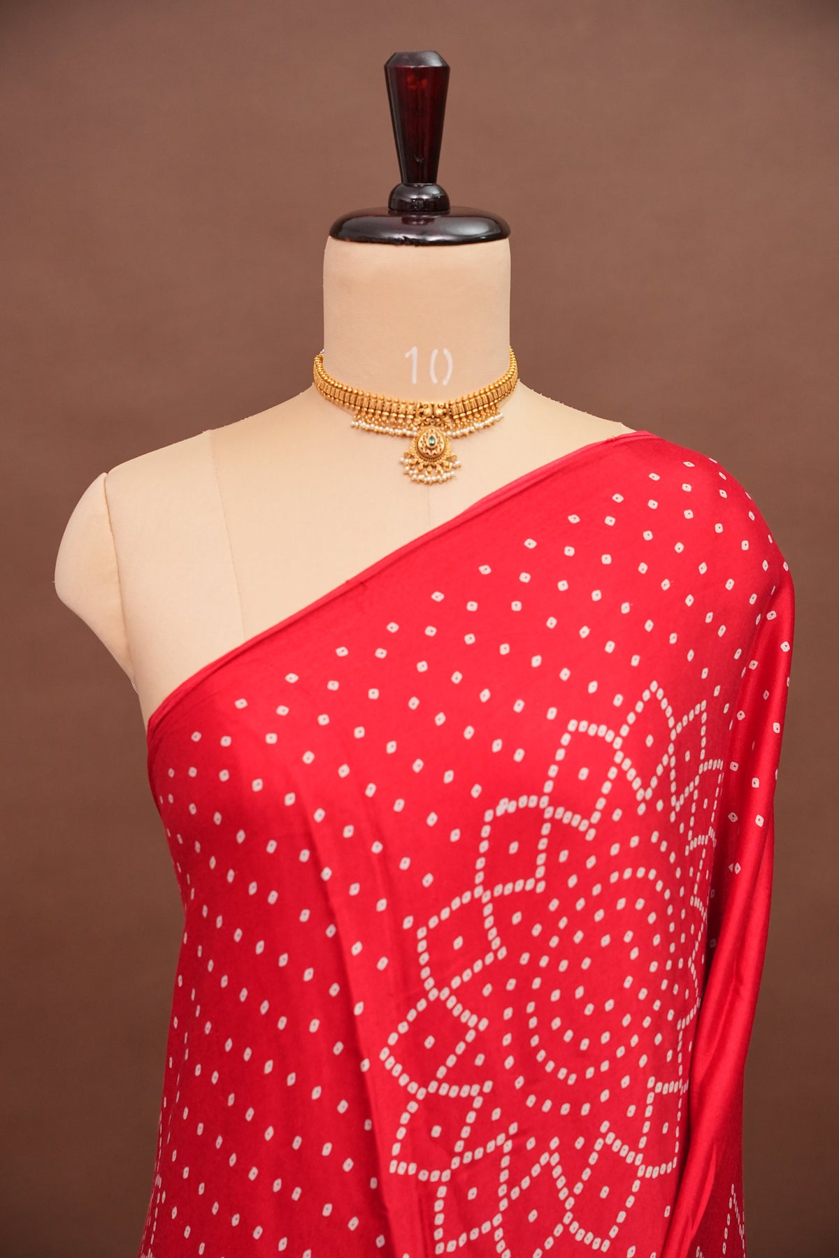 Gajji Silk Saree with Bandhani Prints - Red