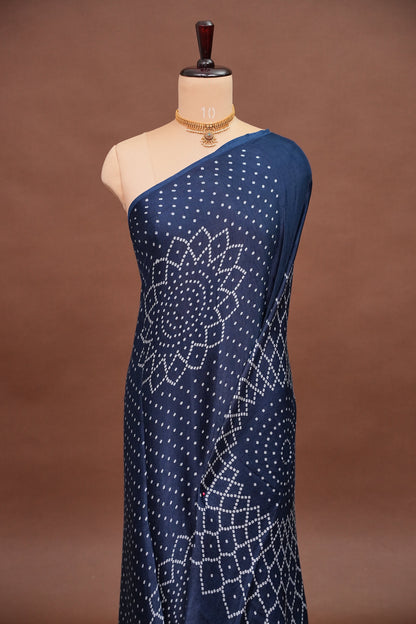 Gajji Silk Saree with Bandhani Prints - Indigo Blue