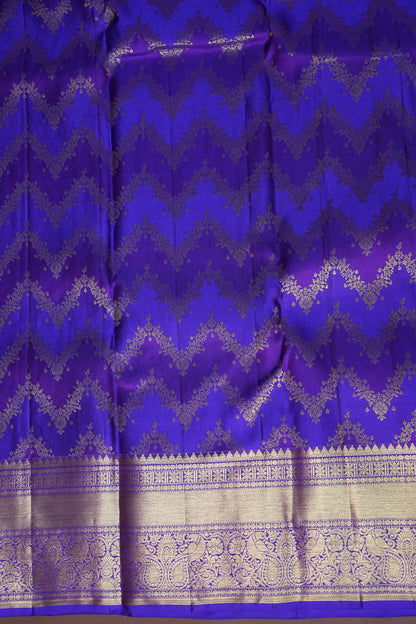 Royal Violet Pure Kanchipuram Silk Saree with Antique Gold Zari Weaving | Silk Mark Certified