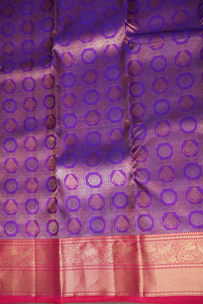 Royal Purple & Rani Pink Kanchipuram Silk Saree|Silk Mark Certified